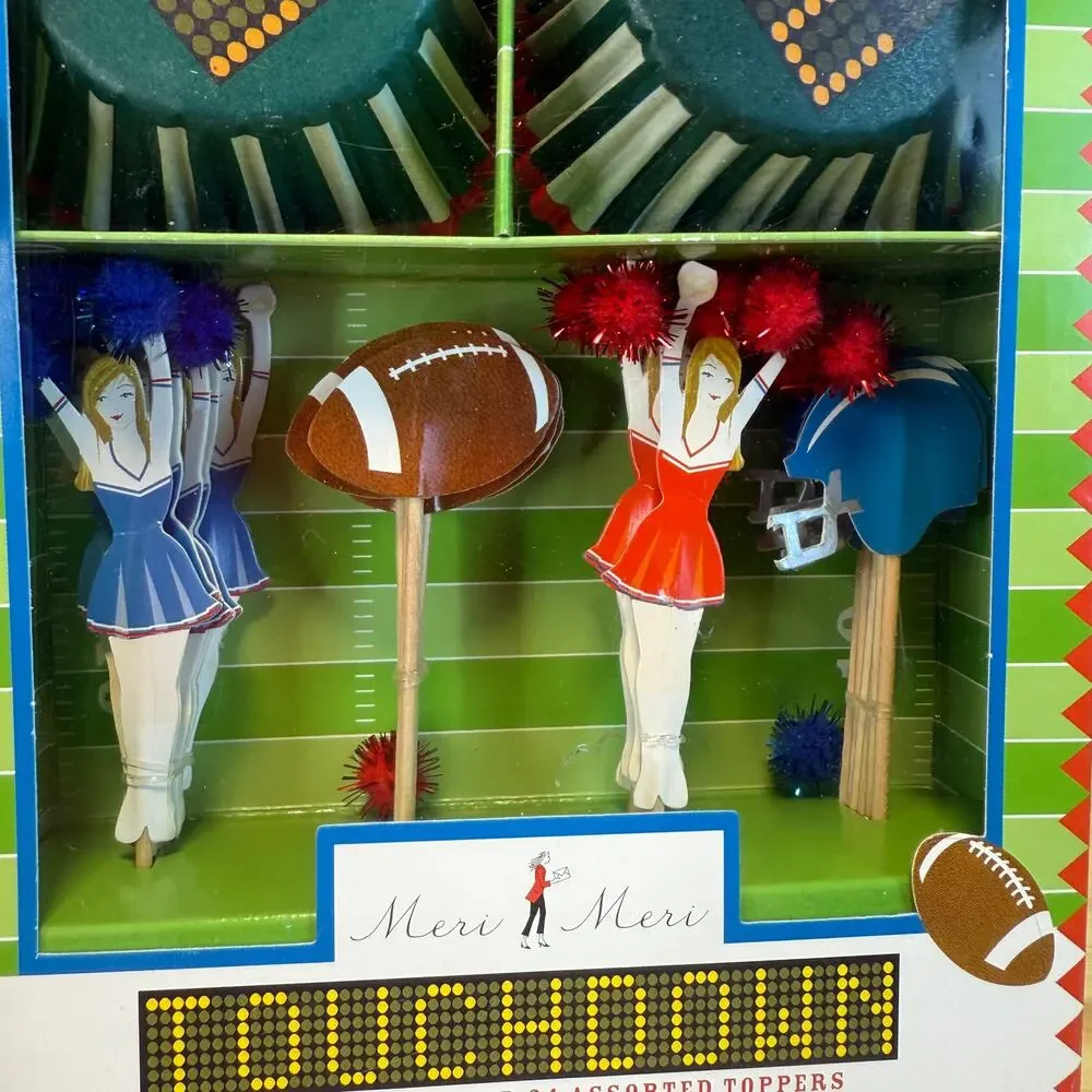 New Football Meri Meri Cupcake Liners Kit Cheerleader Football Players Game Day
